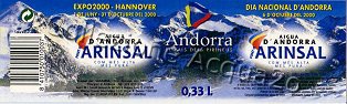 Aigua d'Andorra, Fonte d'Arinsal (best befor end 2004) -EXPO 2000 Hannover- pet Nat 0,33 L