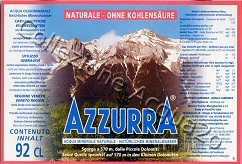 Azzurra (analsi 1997) -sorgente Camonda-  vetro Nat 0,92 L