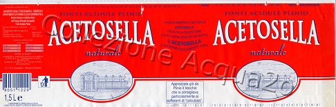 Acetosella Fonti Acidule Plinio (analisi 2002) -etichetta bianco-rossa-  Pet Nat 1,5 L