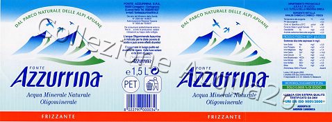 Fonte Azzurrina (analisi 1997) PET Friz 1,5 L + 0,5 L