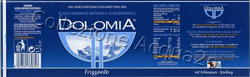 DOLOMIA (analisi 2006) etichetta plastificata PET Friz 1,5 L + 0,5 L   [131109]