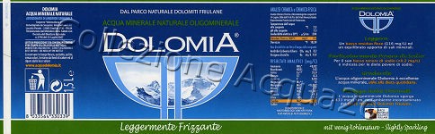 DOLOMIA (analisi 2006) etichetta plastificata PET LeggFrizz 1,5 L + 0,5 L   [131109]