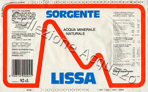 Sorgente Lissa (analisi 1986) VE Nat 0,92 L [100605]