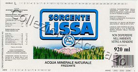 Sorgente Lissa (analisi 2000) vetro Frizz 0,92 L
