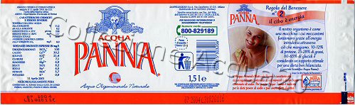 Acqua Panna (analisi 2001) -Regola del benessere n.2- etichetta plastificata - PET Nat 1,5 L [100505]