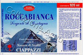 Roccabianca Sorgente di Montagna (analisi 1999) vetro Friz 0,92 L + 0,46 L + 0,25 L