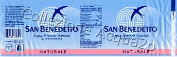 San Benedetto (analisi 1998) -etichetta plastificata tipog 23201- pet Nat 0,5 L