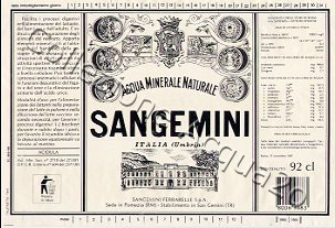 Sangemini (analisi 1987) vetro Nat 0,92 L 