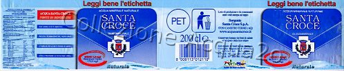 Santa Croce Fonte Sponga (analisi 1999) -etichetta plastificata- pet Nat 2,0 L