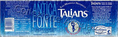 Talians, Source Antica Fonte EXP France (analisi ?) 1,0 L