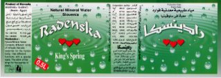 Radenska 0,5 L king's spring exp Egypt
