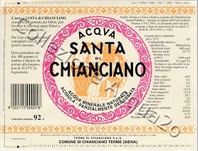 Acqua Santa di Chianciano (analisi 1993) vetro Parz.Degass 0,92 L
