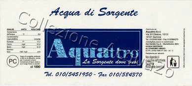 Aquattro, acqua di sorgente (analisi ?) PC Nat 18,9 L