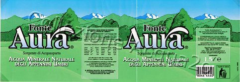 Fonte Aura, Sorgente di Acquasparta (analisi 1998) -etichetta trasparente- pet Nat 1,5 L