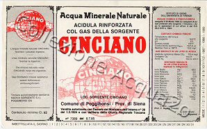 Cinciano (analisi 1985) etichetta grigio - VE -Rinforzata col gas della sorgente- 0,92 L