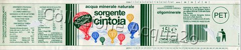 Sorgente Cintoia (analisi 1996) -gasatura junior- pet Legg Friz 1, 5 L