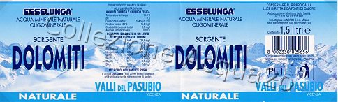 Sorgente Dolomiti (analisi 1997) x Esselunga pet Nat 1,5 L