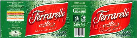 Ferrarelle (analisi 2002) etichetta fondo verde - Pet Nat 1,5 L + 0,5 L