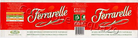 Ferrarelle (analisi 2003) -etichetta fondo rosso con bande bianche superiore e inferiore- Pet Nat 1,5 L