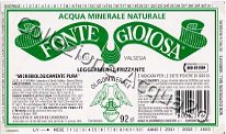 Fonte Gioiosa della Valsesia (analisi 1998) vetro Leg Friz 0,92 L