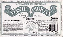 Fonte Gioiosa della Valsesia (analisi 1998) vetro Nat 0,92 L + 0,46 L