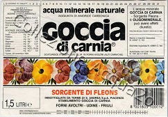 Goccia di Carnia Sorgente di Fleons -fondo bianco- (analisi 1993) VE Friz 1,5 L + 0,92 L