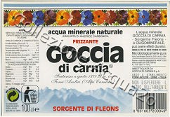 Goccia di Carnia Sorgente di Fleons -scritta nera su fondo bianco- (analisi 2001) VAP Friz 1,0 L [031007]