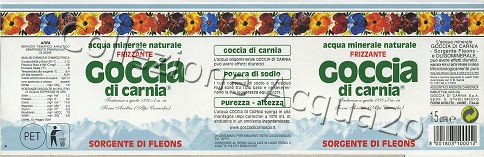 Goccia di Carnia Sorgente di Fleons -scritta verde su fondo bianco- (analisi 2001) PET Friz 1,5 L + 0,5 L [031007]