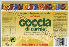 Goccia di Carnia Sorgente di Fleons -scritta verde su fondo bruno- (analisi 2001) VAR Nat 1,0 L [031007]
