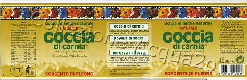 Goccia di Carnia Sorgente di Fleons -scritta verde su fondo bruno- (analisi 2001) PET Nat 1,5 L + 0,5 L [031007]