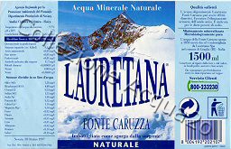 Lauretana - Fonte Caruzza (analisi 1997) -Grafiche Gelmini- Pet Nat 1,5 L