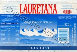 Lauretana (analisi 1992) vetro Nat 0,92 L + 0,46 L
