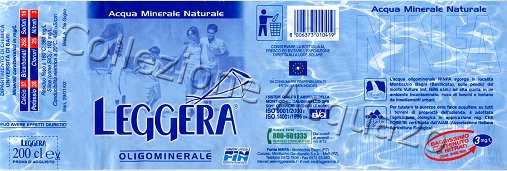 Leggera Fonte Ninfa (analisi 2002) -"bassisimo contenuto di nitrati"- PET Nat 2,0 L + 0,5 L