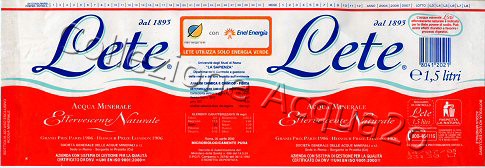 Lete (analisi 2000) -Lete utilizza solo energia verde con Enel Energia- PET Nat 1,5 L