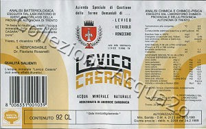 Levico Casara (analisi 1989) vetro Friz 0,92 L   [081007]
