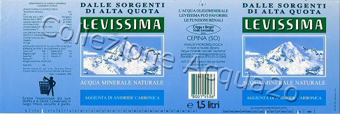 Levissima (analisi 1990) -etichetta fondo azzurro- PET Friz 1,5 L