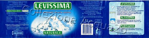 Levissima (analisi 2000) "Residuo fisso evinziato in verde" Pet Nat 1,5 L + 2,0 L