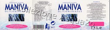 Maniva (analisi 1999) -Sorgente Alpina- pet Nat 1,5 L + 2,0 L + 0,5 L