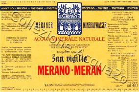 Merano, Sorgenti San Vigilio (analisi 1982) vetro Friz 0,92 L