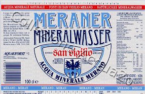 Merano, Fonti di San Vigilio (analisi 1998) vetro Friz 1,0 L + 0,92 L + 0,5 L + 0,45 L + 0,20 L