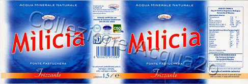 Milicia, Fonte Fastuchera (analisi 2004) PET Friz 1,5 L