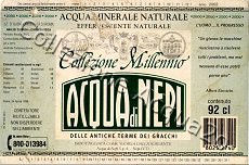 Acqua di Nepi (analisi 1996) "Collezione Millennio" VE Nat 0,92 L