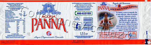 Acqua Panna (analisi 2001) -Regola del benessere n.4- etichetta plastificata - PET Nat 1,5 L [100505]
