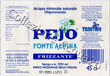 Pejo Fonte Alpina (analisi 1999) vetro Friz 0,45 L