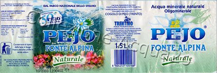 Pejo Fonte Alpina (analisi 1999) Pet Nat 1,5 L