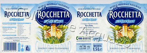 Rocchetta Brio Blu (analisi 1997) -codice a barre in basso a sinistra- PET Nat 1,5 L