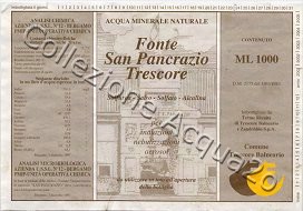 Fonte San Pancrazio Trescore (analisi 1997) -acqua per inalazioni, nebulizzazioni, aerosol- Nat 1,0 L