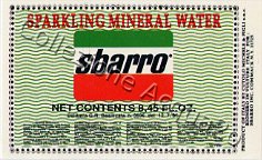 Sbarro Sparrkling Mineral Water (analisi 1988) -product by Cutolo Michele & Figli in Rionero in Vulture PZ- (etichette in dimensioni originali) Friz 0,25 L