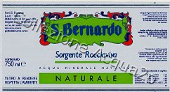 S. Bernardo, Sorgente Rocciaviva (analisi 1992) vetro Nat 0,75 L