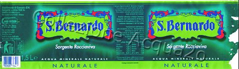 S. Bernardo, Sorgente Rocciaviva (analisi 1996) pet Nat 1,5 L